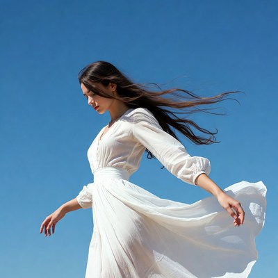 Woman in white dress outdoors