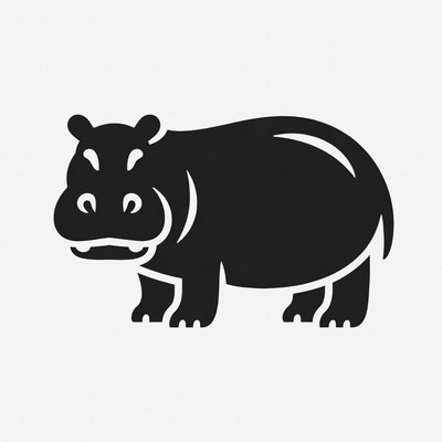 Hippo standing on solid ground