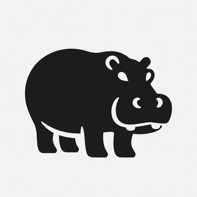 Hippo standing on simple background