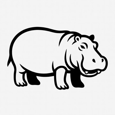 Hippo standing in a simple design