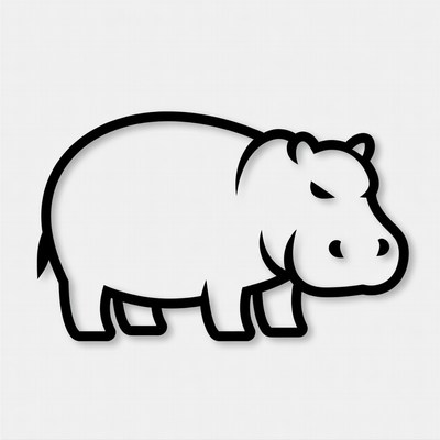 Hippo graphic design in simple style