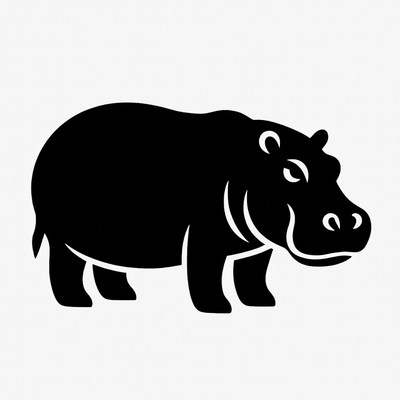 Hippo standing on solid ground