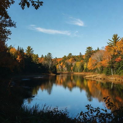 Autumn reflections in a quiet lake