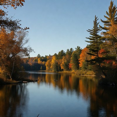 Autumn scenery by the lake