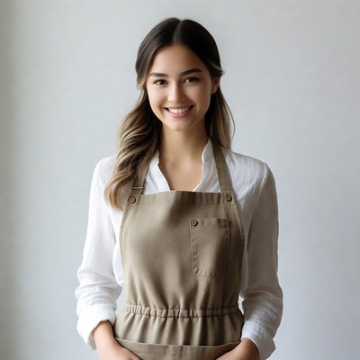 Smiling woman wearing an apron