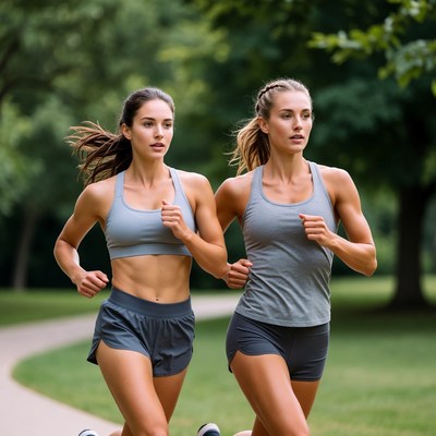 Women running in park during daytime