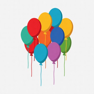 Colorful balloons in various shapes