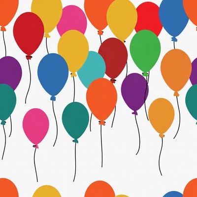 Colorful balloons fill the space