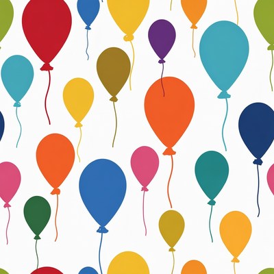 Colorful balloons fill the space