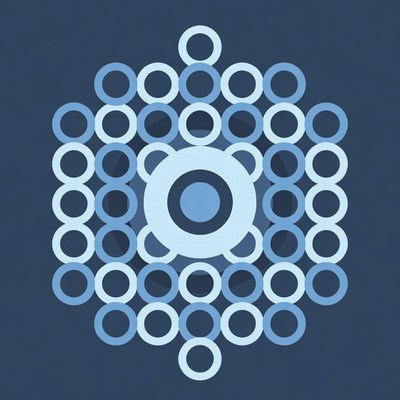 Patterns in blue circles and shapes