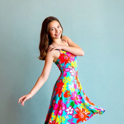 Girl dancing in colorful dress