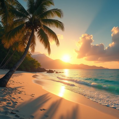 Beautiful sunset over tropical beach