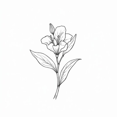 Flower drawing with detailed elements