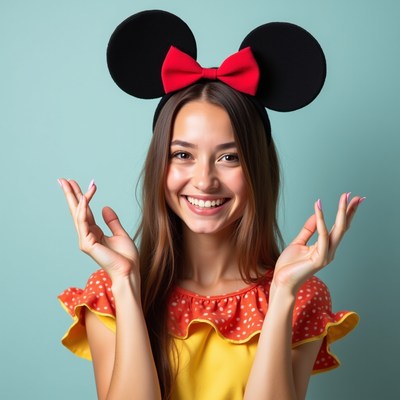 Girl with mouse ears and bow