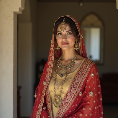 Woman in traditional dress indoors