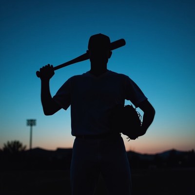 Silhouette of player at sunset