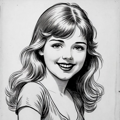 Girl with long hair and smile