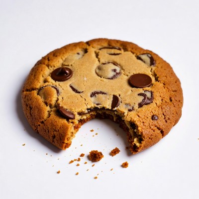 Freshly baked chocolate chip cookie