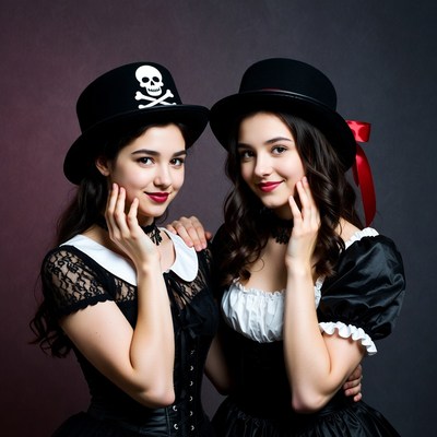 Sisters in costume for celebration