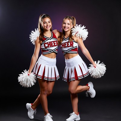 Cheerleaders posing in studio