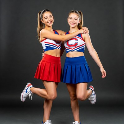 Cheerleaders pose for a picture