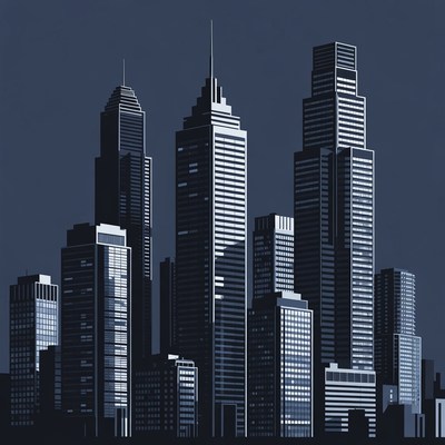 City skyline at night