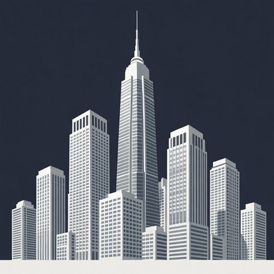 View of a city skyline at dusk