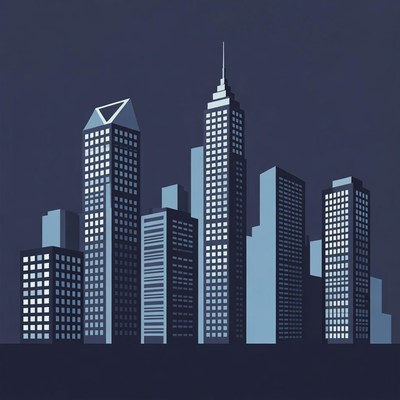 City skyline at night time