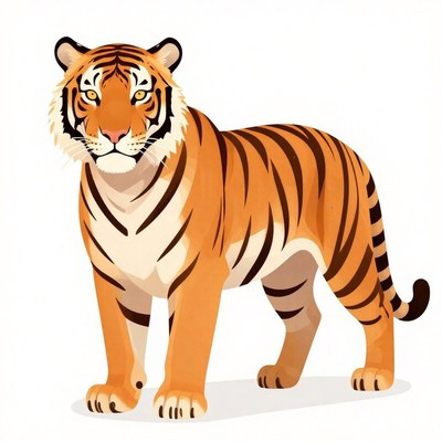 Tiger standing in a cartoon style