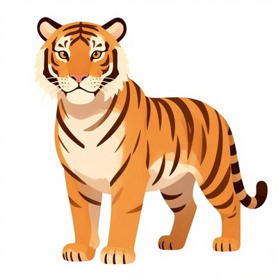 Tiger standing on display in front view