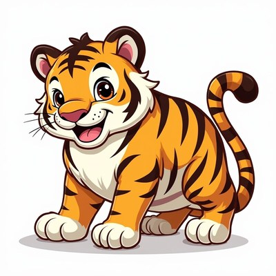 Cute tiger character with orange stripes