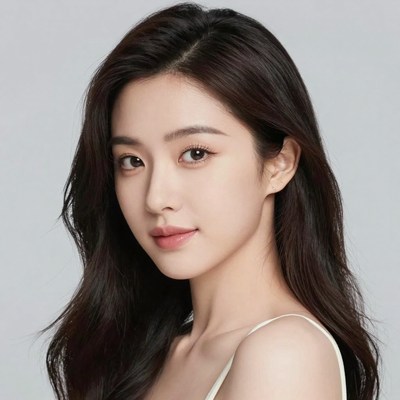 Young woman with long hair posing