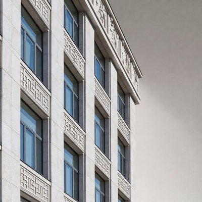 Building facade with decorative elements