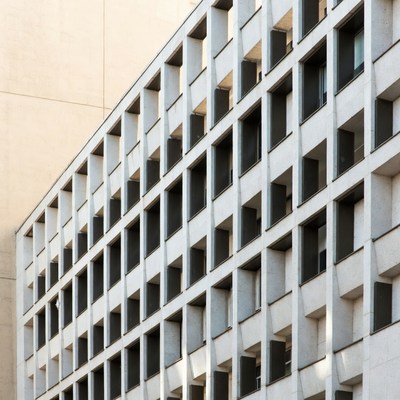 Modern building front with windows