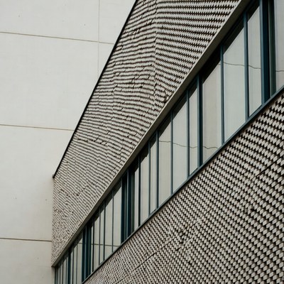 Modern building wall with windows and texture