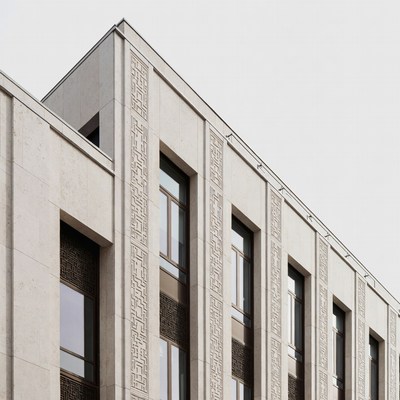 Modern building design with textured facade