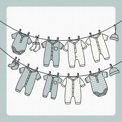 Baby clothes hanging on line