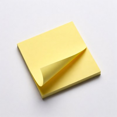 Yellow sticky note on white surface
