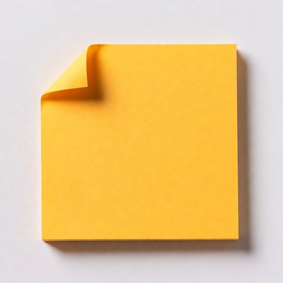 Yellow sticky note on white background