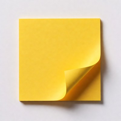 Yellow sticky note on white background