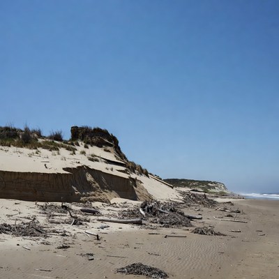 Coastal erosion on sandy beach