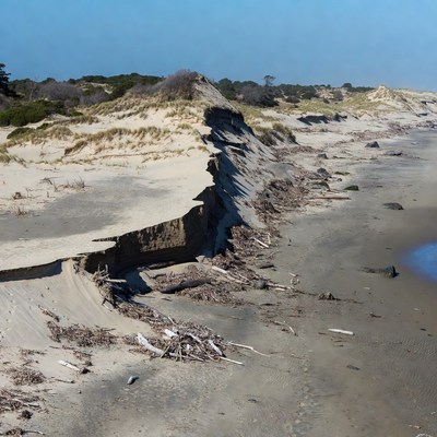 Beach erosion at coastal area