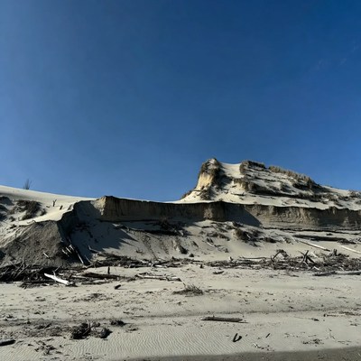 Sand dunes and blue sky landscape