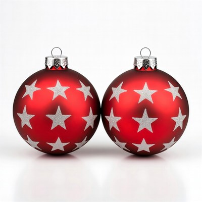 Red christmas ornaments with stars