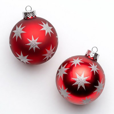 Red christmas ornaments with stars