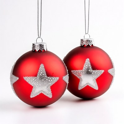 Red christmas ornaments with stars