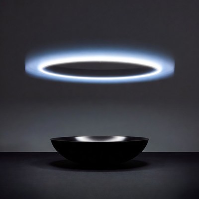 Black bowl with hovering light ring