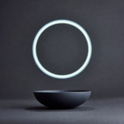 Floating circle above dark bowl
