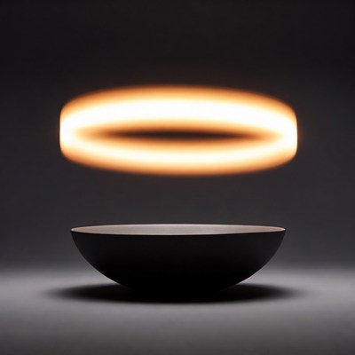 Bowl with glowing ring above