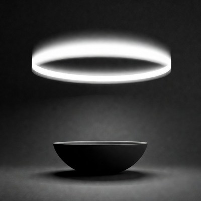 Light and bowl in dark space